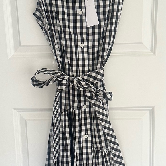10 Crosby Derek Lam Black and White Checkered Midi Dress - Picture 2 of 4